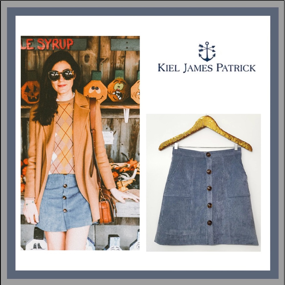 Kiel James Patrick Blue Button-Front Skirt